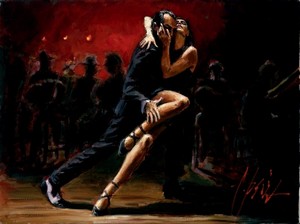 Fabian Perez "Tango in Red" signed giclee on canvas