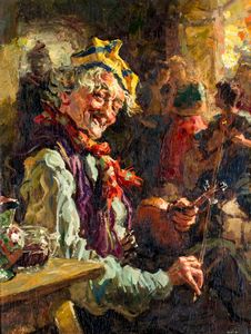 Old Man With Violin" Giovani Madonini