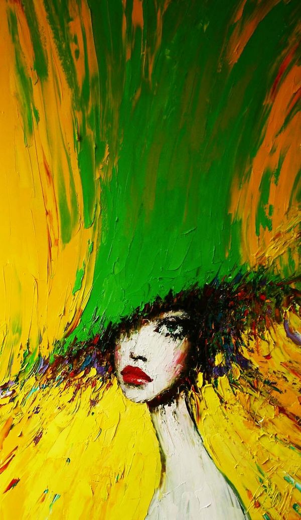 Taras Loboda Original Oil Lady in the Green Hat"