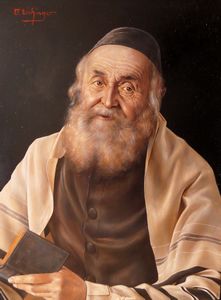 Otto Eichinger "Rabbi Yamuka" Oil on Masonite, 10" x 8"
