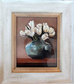 "Tulips by Tulok" Oil on Copper Artist Ferenc Tulok