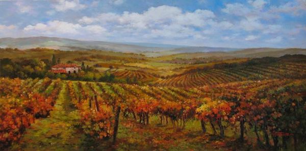 "Vineyards in Autumn" Original Oil by Paul Guy Gantner